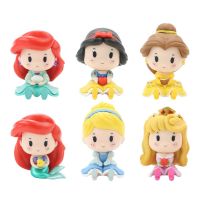 6Pcs Disney Princess Doll Model Toy Snow White Ariel Cute Cartoon Doll Ornaments Gifts Q Version Figure Pvc Models Dolls Toys