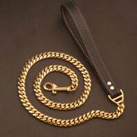 【HOT】❁ Leash Faux Leather Metal Cuba Chain for Dog