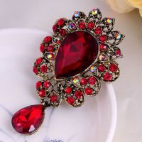 【YF】 New Drop Big Middle Rhinestones Brooches Ladies Jewelry Glass Brooch Pin for Wedding Gifts