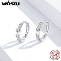 WOSTU Zircon Infinity Love Hoop Earrings 925 Sterling Silver For Women CZ Circle Small Earrings Fashion S925 Jewelry FIE872