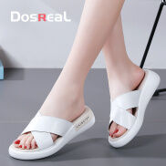 Dosreal Dép Cho Phụ Nữ Đế Mềm Bằng Da Dép Đi Biển Cho Phụ Nữ Giày Đế