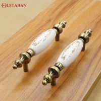 【LZ】✹☊☇  LSTABAN European Style Pastoral Applique Zinc Alloy Ceramic Knob Cabinet Drawer Furniture Wardrobe Shoe Door Antique Handle