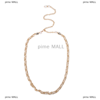 pime MALL ผู้หญิงเข็มขัดสะโพกเอวทองโลหะโซ่ลูกปัดมุกแฟชั่น