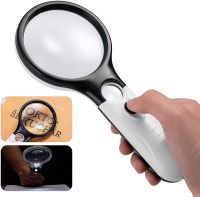 Magnifying Glass with LED Light  3X 45X Handheld Magnifier  Lightweight LED Illuminated Magnifying Glass for Reading Inspection