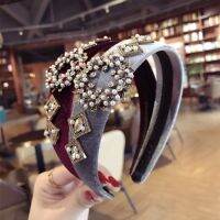 [COD] Korean quality new hair accessories headband version retro temperament diamond super sparkle plate wide-brimmed ladies