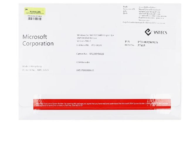 Os ระบบปฏิบัติการ Microsoft Windows Server 2022 Standard English 64 Bit Oeioem Dvd 16 1458