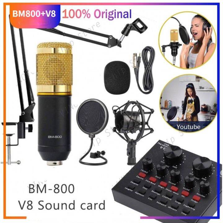 【Philippine cod】 100 Original bm 800 condenser microphone set with V8