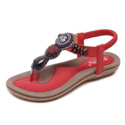 TOP☆SIKETU Fashion 2021 Summer Flip Flops Womens Shoes Original National Retro Bohemian Sandals Beach Rhinestone Beads String Shoe for Girls Plus Size
