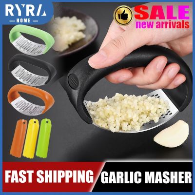 RYRA Stainless Steel Garlic Press Crusher Manual Garlic Mincer Chopping Garlic Tool Home Garlic Masher Artifact Kitchen Gadget
