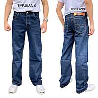 TPPJEANS Classic Straight Denim กางเกงยีนส์กระบอกปลายขา9นิ้ว สีบลูเข้ม เป้ากระดุม ทรงสวย ผ้าใส่่สบาย ไม่ยืด Size 28-36 รับชำระปลายทาง