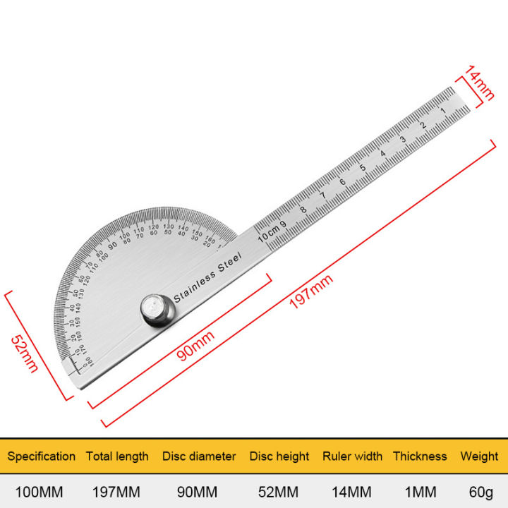 101415เซนติเมตรสแตนเลส180องศาไม้โปรแทรกเตอร์มุมเมตรวัดไม้บรรทัดโรตารีช่างเครื่องมืองานไม้ไม้บรรทัด