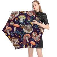 Dark Dream Forest Pocket Umbrella Mushroom Print Umbrella Mini Wind Proof 5 Fold 6 Ribs Umbrellas for Male Female Umbrellas