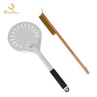 Pizzathome 9นิ้ว Perforated Pizza Turning Peel Pizza Shovel With Pizza Oven Copper Brush Set Cleaning Pizza Oven Household