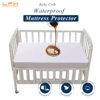 Crib Mattress Protector Smooth Surface Waterproof Bed Cover Fitted Sheet Style(60x120cm/71x132cm)