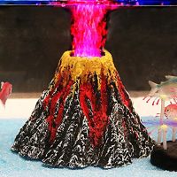 Aquarium Volcano Ornament with LED Lamp Air Stone bubbler Fish Tank Decorations Oxygenation Tools Landscaping Simulation Decor Pendants