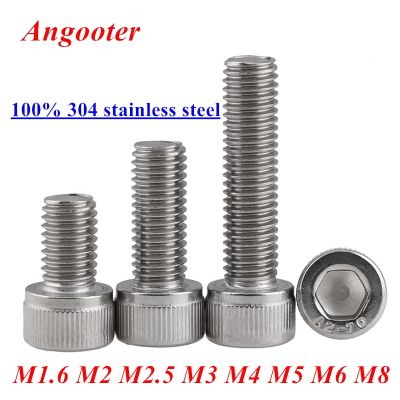 DIN912 Allen socket head screw 304 stainless steel M1.6 M2 M2.5 M3 M4 M5 M6 M8 Hexagon socket head cap screws hex socket screw Nails Screws Fasteners