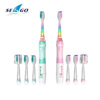 Seago แปรงสีฟันไฟฟ้าสำหรับเด็ก,แปรงสีฟันไฟฟ้าสำหรับเด็กแปรงฟันกันน้ำไฟ LED การสั่นสะเทือนแปรงขนแข็งนุ่มสำหรับเด็กอายุ3 +