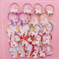 【CW】 2Pcs Unicorn Colorful Rubber Bands Ponytail Holder Headband Hair Rope Accessories Decorations Ties