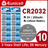 10pcs 200mAh CR2032 CR 2032 DL2032 ECR2032 3V สำหรับนาฬิกาของเล่นเครื่องคิดเลขรถ Key REM เซลล์เหรียญปุ่มควบคุม