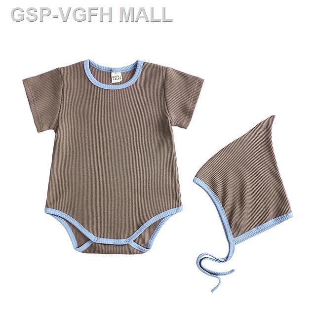 vgfh-mall-เสื้อรอมเปอร์ทารกชุดจั๊มสูทแขนสั้นหมวกผ้าฝ้ายสำหรับชุดทารกแรกเกิดเสื้อผ้าเด็กผู้หญิง-เด็กผู้ชาย0-18เดือน
