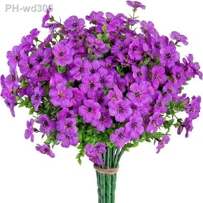 【CC】 Eucalyptus Violets Artificial Flowers for Outdoor UV Resistant Fake Porch Wedding Decoration