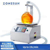 ZONESUN Liquid Filling Machine ปั๊มเกียร์กึ่งอัตโนมัติ,เครื่องบรรจุของเหลวที่มีความหนืดน้ำยาซักผ้าแชมพู4กิโลกรัม/นาที