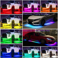 4IN1 Neon LED Strip รถด้านล่าง Underglow Light APP 12V RGB ไฟ LED Underbody แบบยืดหยุ่น Auto ตกแต่ง Ambient บรรยากาศ Lamp