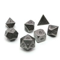 【✆】 Polyhedral ชุดลูกเต๋าโลหะ7ชิ้นพร้อมกระเป๋าลูกเต๋าสำหรับ RPG DnD MTG เกมกระดานทองแดงโบราณทองโบราณเงินโบราณ