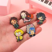 5Pcs/Lot Demon Slayer Brooch Japanese classic animation cartoon cute clothes accessories color metal pin badge Fashion Brooches Pins