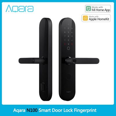 Aqara ประตูล็อคอัจฉริยะ N100ล็อกลายนิ้วมือเหมาะสำหรับรหัสผ่านบลูทูธปลดล็อค NFC สมาร์ทโฮมทำงานกับ Mihome Apple ชุดบ้าน