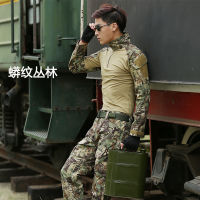 【คุณภาพสูง】เครื่องแบบยุทธวิธีผู้ชาย Rip-Stop Camouflage ชุดทหารชุดการต่อสู้เพนท์บอลชุดสูทป้องกันภัย Hunt เสื้อผ้า