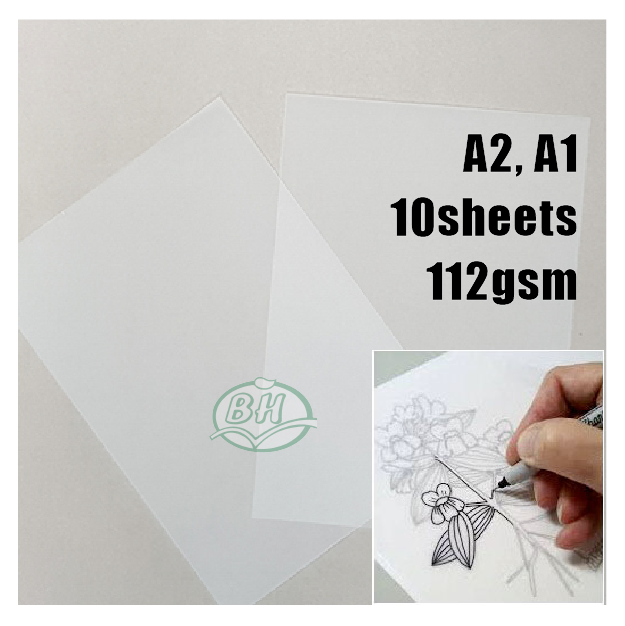 10sheets A2 A1 Tracing Paper 112g Vellum Paper / Translucent Paper Lazada