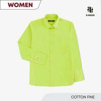 À NOUS - WOMEN SHIRT - Slim Fit - Cotton Fine (Bright Lime) / เสื้อเชิ๊ต หญิง ทรงพอดีตัว ผ้าคัตตอล เนื้อละเอียด สีเขียวมะนาว