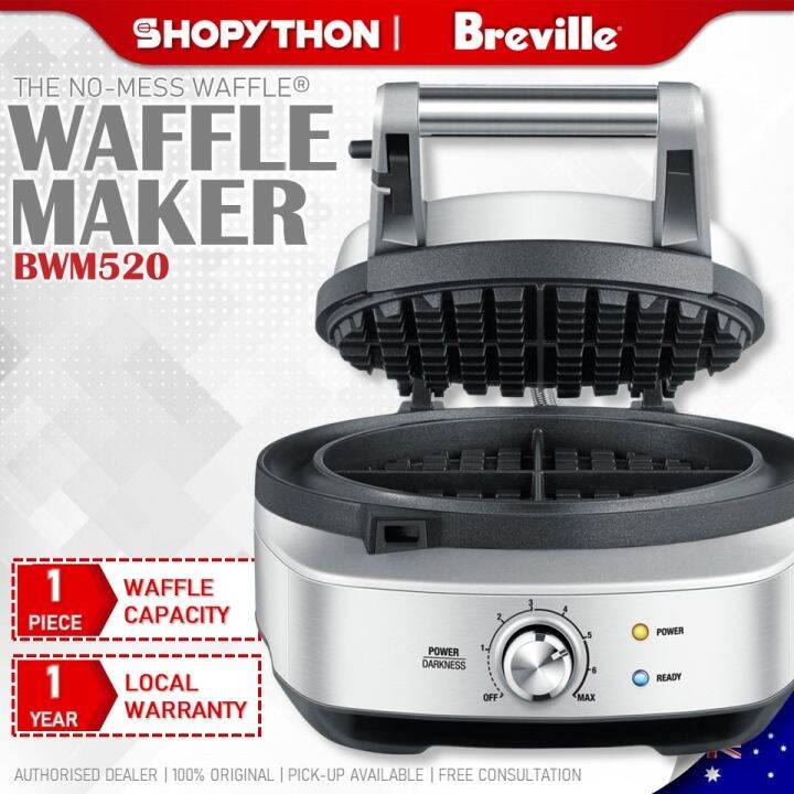 BREVILLE the NoMess Waffle Maker BWM520 (900w) 7 Settings Browning