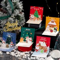 Christmas 3D Pop Up Cards Greeting Envelope Friend Family Blessing Postcard Birthday New Year Gifts Thank You Cards Decoration