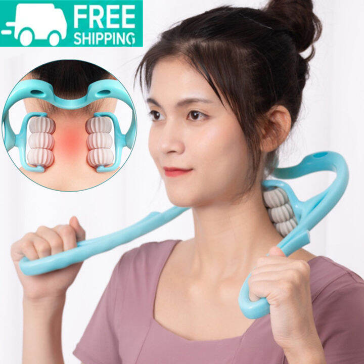 NEW Cervical Spine Massager Pressure Point Therapy Swan Shape Six-wheel ...