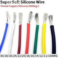 ✥﹉✸ 2M/5M Super Soft Silicone Rubber Wire 30 28 26 24 22 20 18 16 15 14 13 12 11 10 AWG Flexible DIY LED Lighting Wires Copper Cable