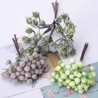 6pcs Mini Artificial Plastic Green Plant Dusted Berries For Home Wedding Decora DIY Scrapbooking Christmas Fake flower