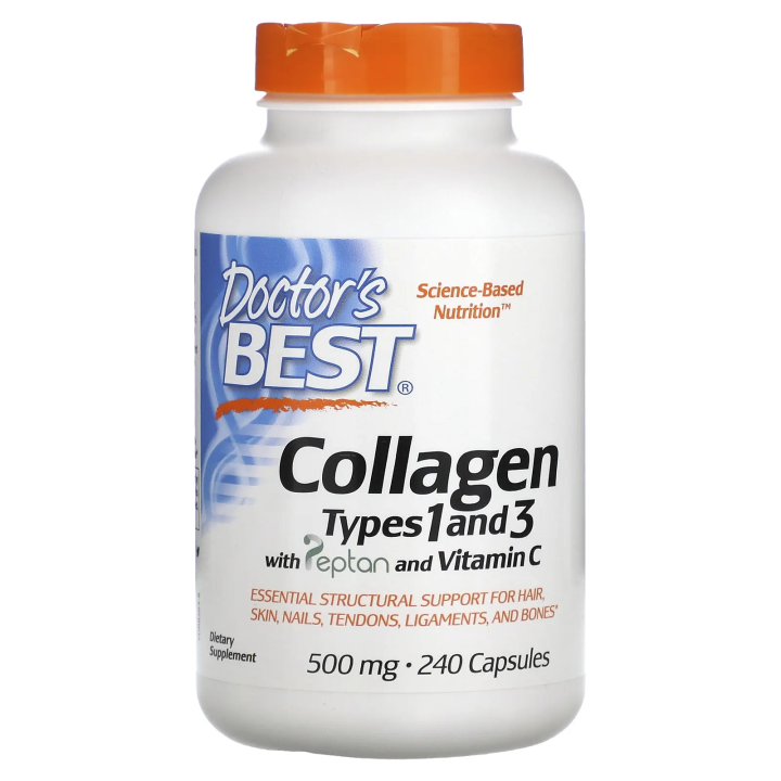 Doctor's Best Collagen Types 1 and 3 with Peptan and Vitamin C 500 or ...