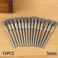 15/20Pcs 5mm Wire Brush Remove Rust Polishing Brush Stainless Steel Handle For Mold Grinder Electric Rotary Drill Accessories