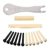 12PCS Guitar Bridge Pins Pegs with 1pc Bridge Pin Puller Remover 1pc Guitar Saddle 1pc Guitar Nut