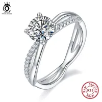 ORSA JEWELS Trendy Infinity Wedding Band Engagement Ring Moissanite Sumulated Diamond CZ Promise Finger Ring for Women SMR61