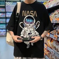 Oversized MenS T-Shirt Summer Cotton High Quality Fashion Astronaut Pattern Print Men Tshirts Street Casual Short Sleeves