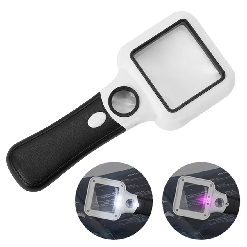 45x Handheld Reading Magnifying Glass Lens Jewelry Watch Loupe Illuminated Jewelry  Loupe Magnifier