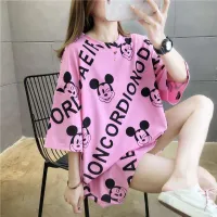 chaochao shop เสื้อยืดแฟชั่นผู้หญิงลายทางแขนสั้นคอกลม เนื้อผ้าดีใส่สบาย! New Fashion women