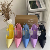 ZARAˉ shoes 2022 summer new French pointed high heels womens stiletto fairy wind candy-colored satin sandals