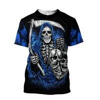 Terrible Skull Gothic 3D Printing Mens T-shirt ฤดูร้อน O Neck แขนสั้นสบาย ๆ เสื้อยืดสบาย ๆ เสื้อคลุมผู้หญิง XS-5XL