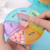 【CW】◆  1Pcs Round Pill Plastic 7 Days Weekly Tablet Storage Holder Organizer