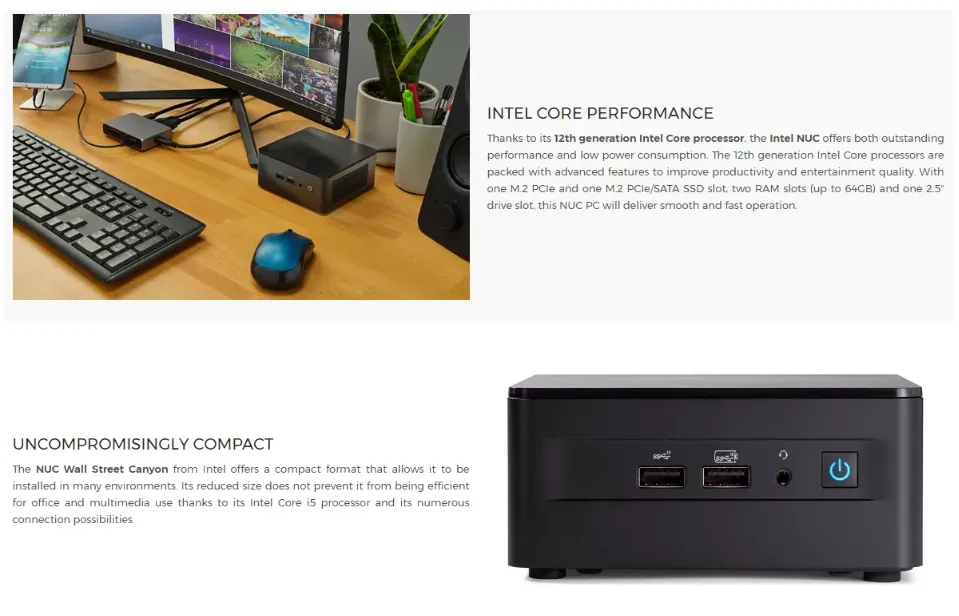 Intel NUC 12 Pro Core i7-1260P Barebone System Wallstreet Canyon