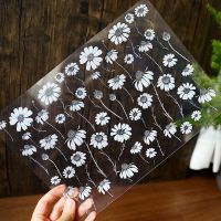 A4 White Ink Flower Transparent PET Film Binder Index Separator Page Dividers DIY Diary Book Sticker Stationery Note Books Pads